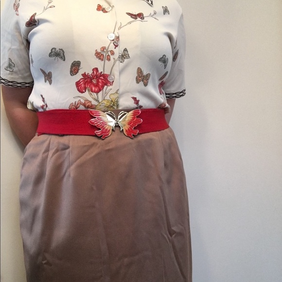 NWOT plus size vintage taupe skirt - Picture 3 of 7